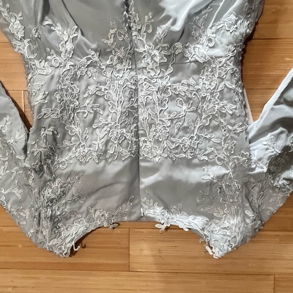 Tea Length Half Sleeve Embroidered and Beaded Evening Cocktail Dress - Picture 7 of 11